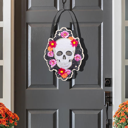 Happy Skull Floral Door Decor Hanger