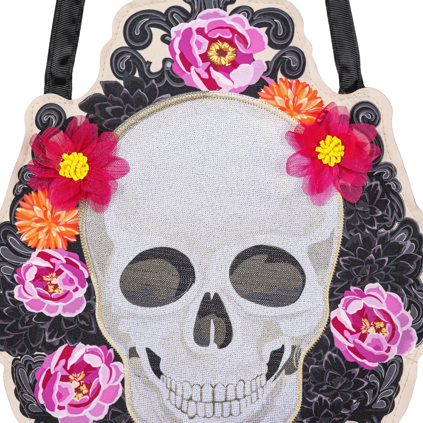 Happy Skull Floral Door Decor Hanger