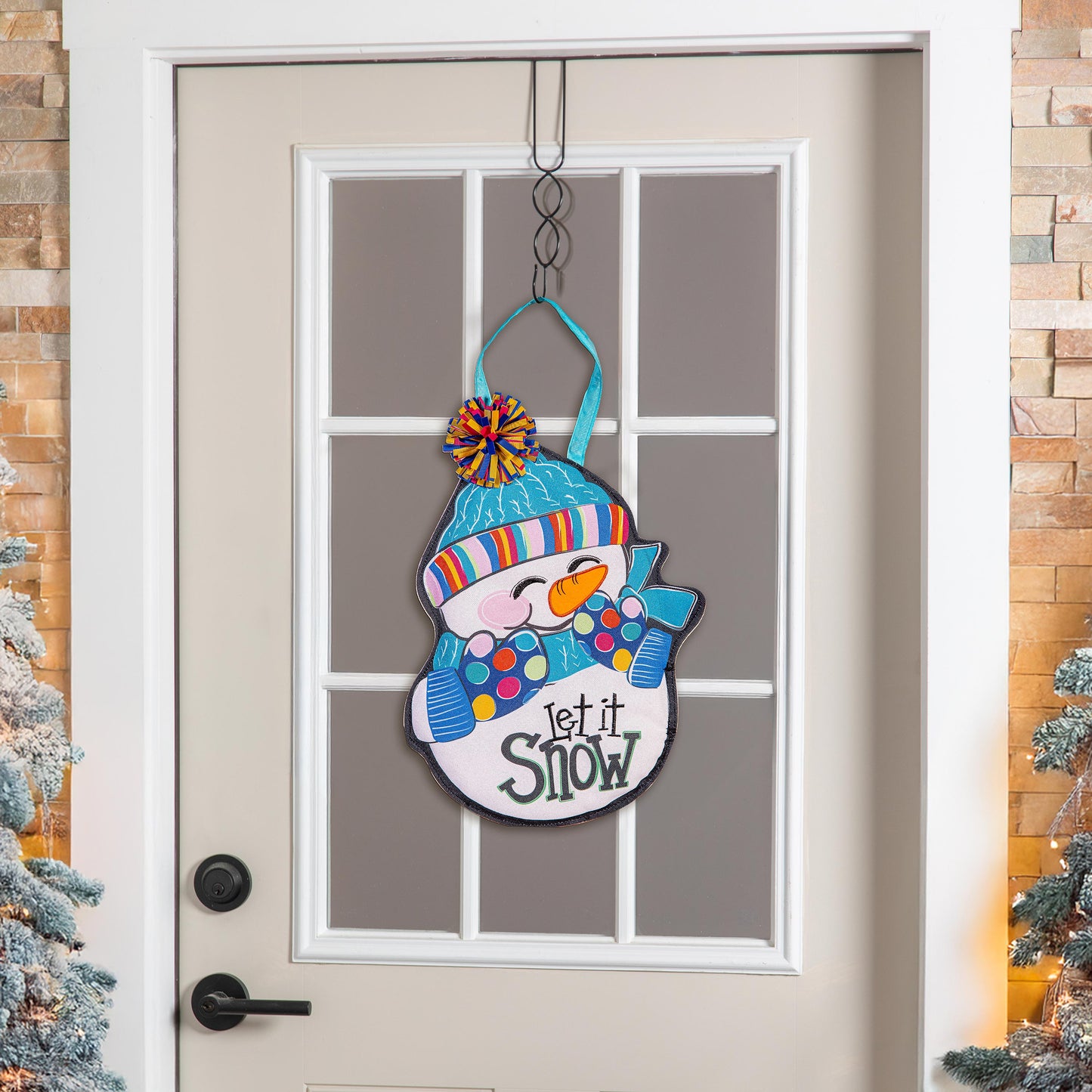 Let It Snow-Man Door Hanger; Burlap 19"Lx13.5"W