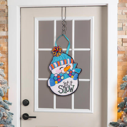 Let It Snow-Man Door Hanger; Burlap 19"Lx13.5"W