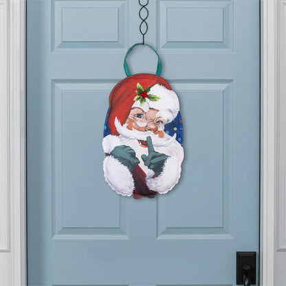 Traditional Santa Portrait Door Hanger; Burlap