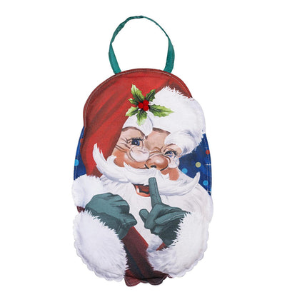 Traditional Santa Portrait Door Hanger; Burlap