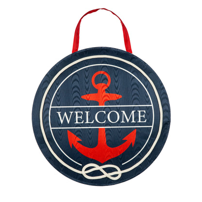 Welcome Anchor Moire Door Hanger; Polyester 18"Lx18"W