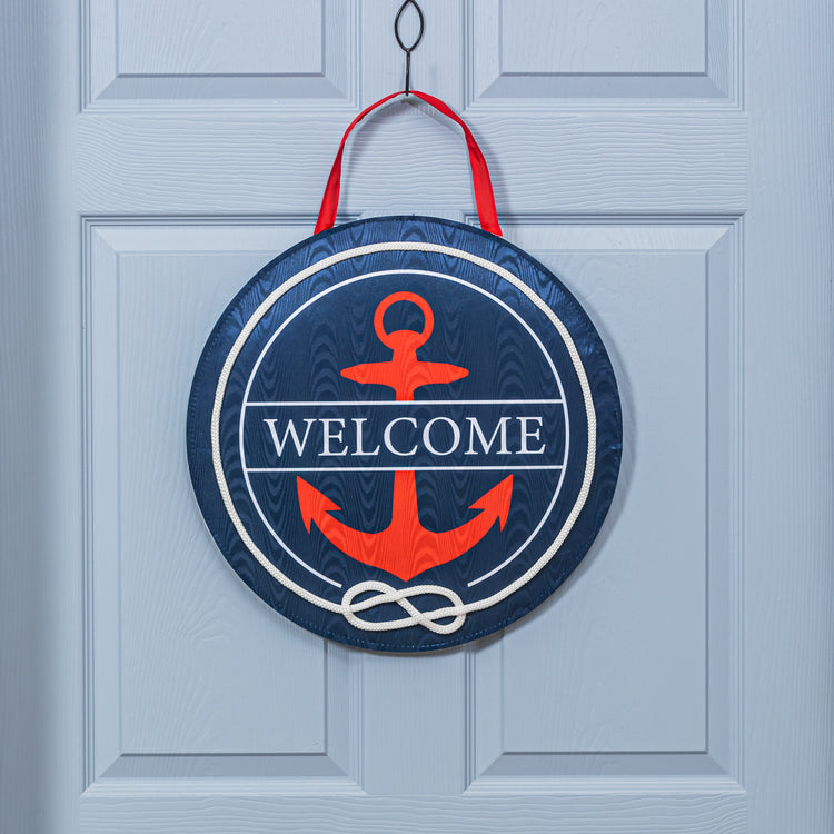 Welcome Anchor Moire Door Hanger; Polyester 18"Lx18"W