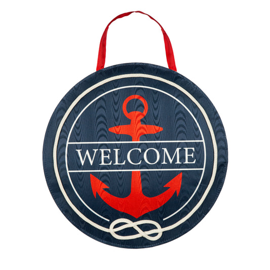 Welcome Anchor Moire Door Hanger; Polyester 18"Lx18"W