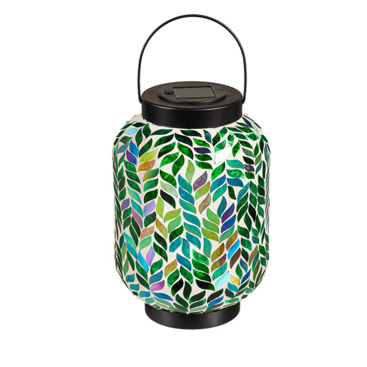 Green Iridescent Mosaic Solar Lantern