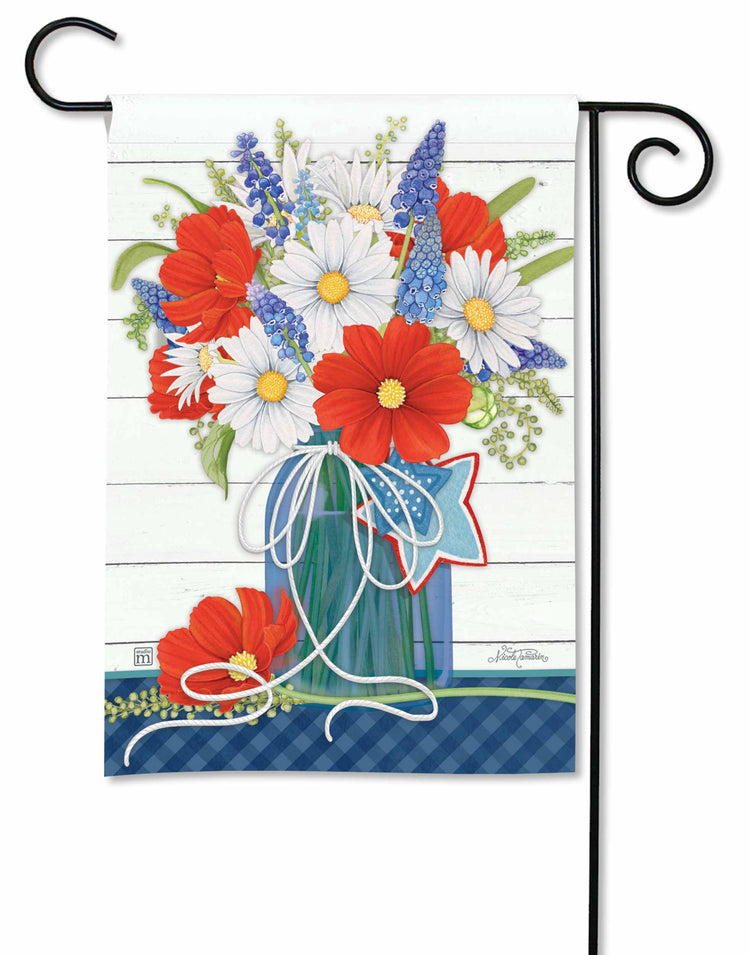 Red, White, & Bloom Printed Garden Flag; Polyester 12.5"x18"