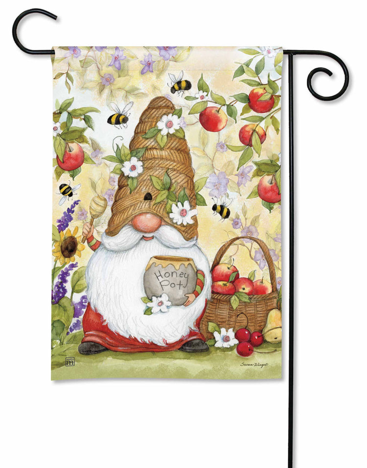 Bee Happy Gnome Garden Flag