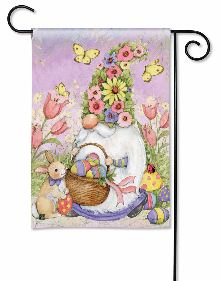 Easter Gnome Printed Garden Flag; Polyester 12.5"x18"