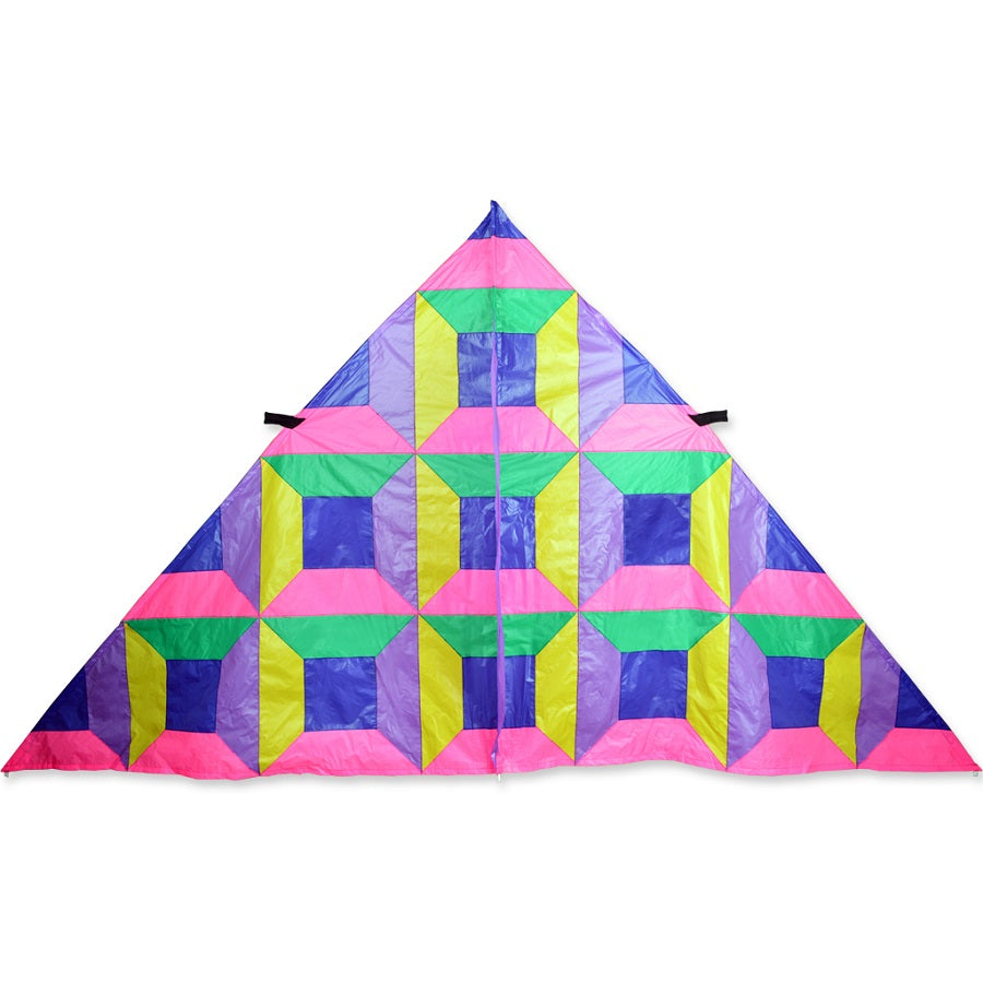 Neon Patchwork Polyester Delta Kite with Carbon & Fiberglass Frame