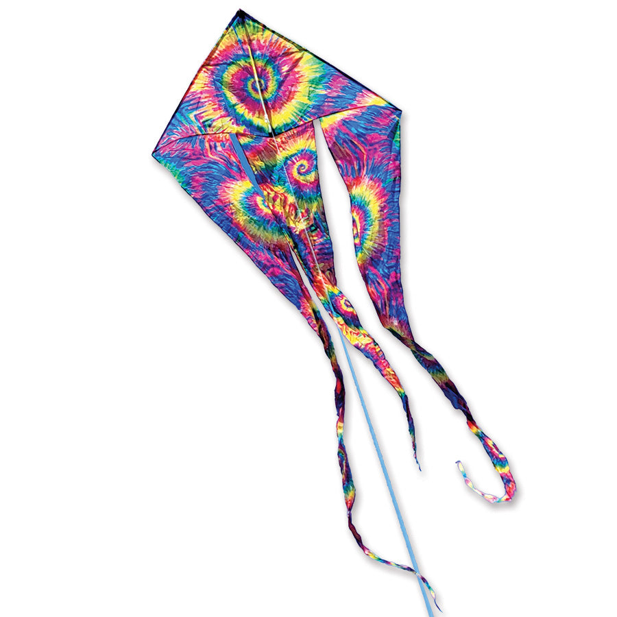 Neon Tie Die Polyester Flo-Train Delta Kite, Fiberglass Frame to include 45 lb. Test Line & Winder