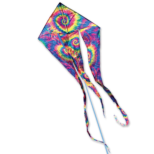 Neon Tie Die Polyester Flo-Train Delta Kite, Fiberglass Frame to include 45 lb. Test Line & Winder