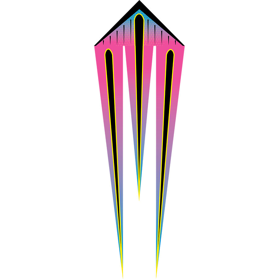 Raspberry Shock Polyester Flo-Train Delta Kite, Fiberglass Frame to include 200'x45 lb. Test Line & Winder