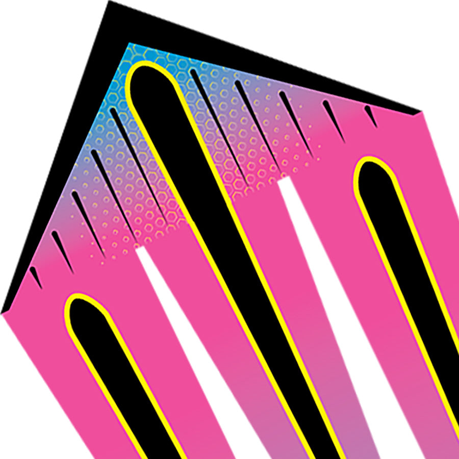 Raspberry Shock Polyester Flo-Train Delta Kite, Fiberglass Frame to include 200'x45 lb. Test Line & Winder