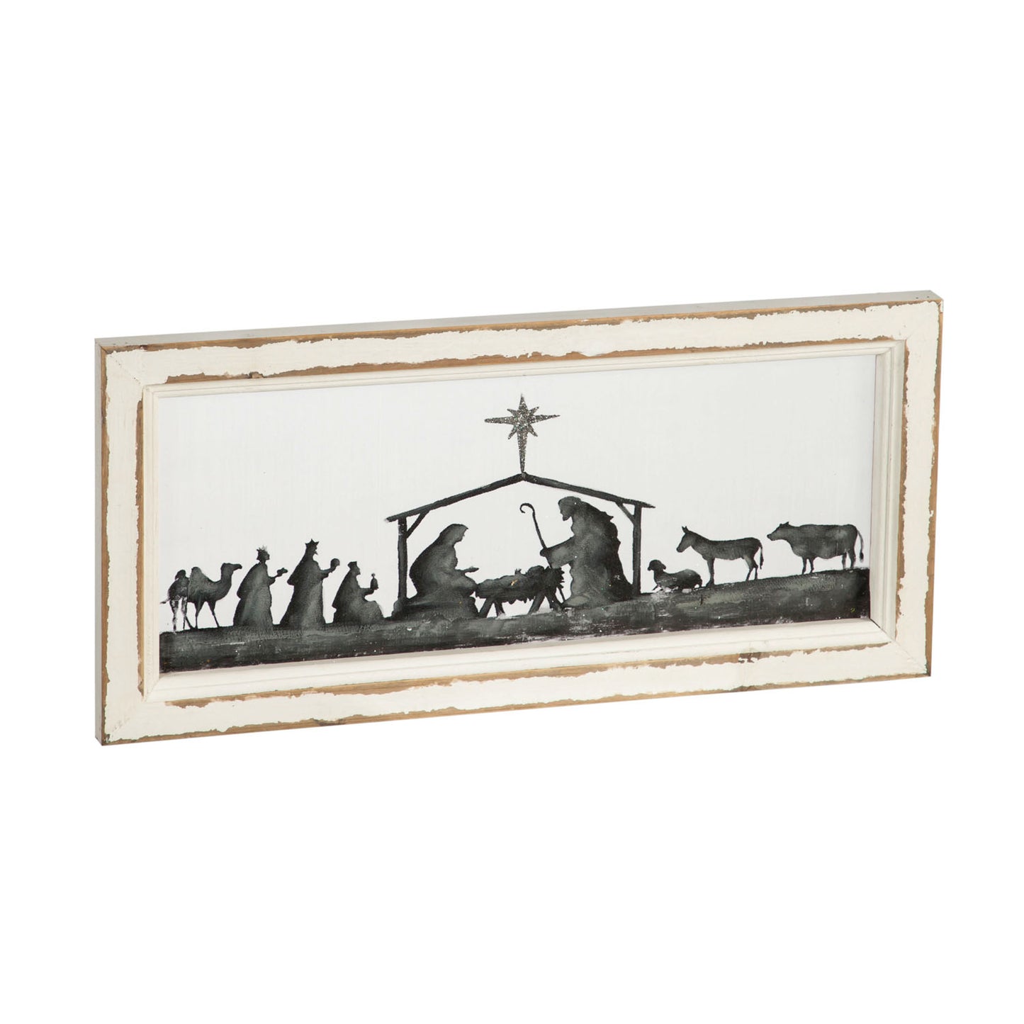 Nativity Scene Wood Framed Picture