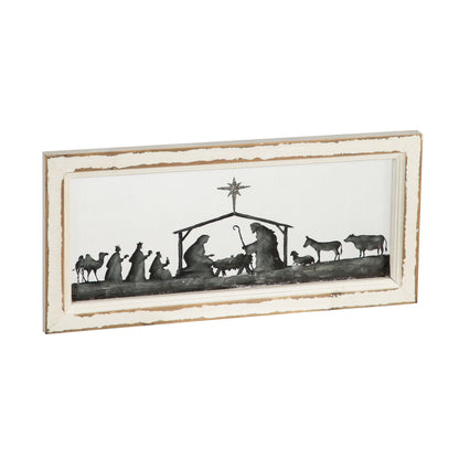 Nativity Scene Wood Framed Picture