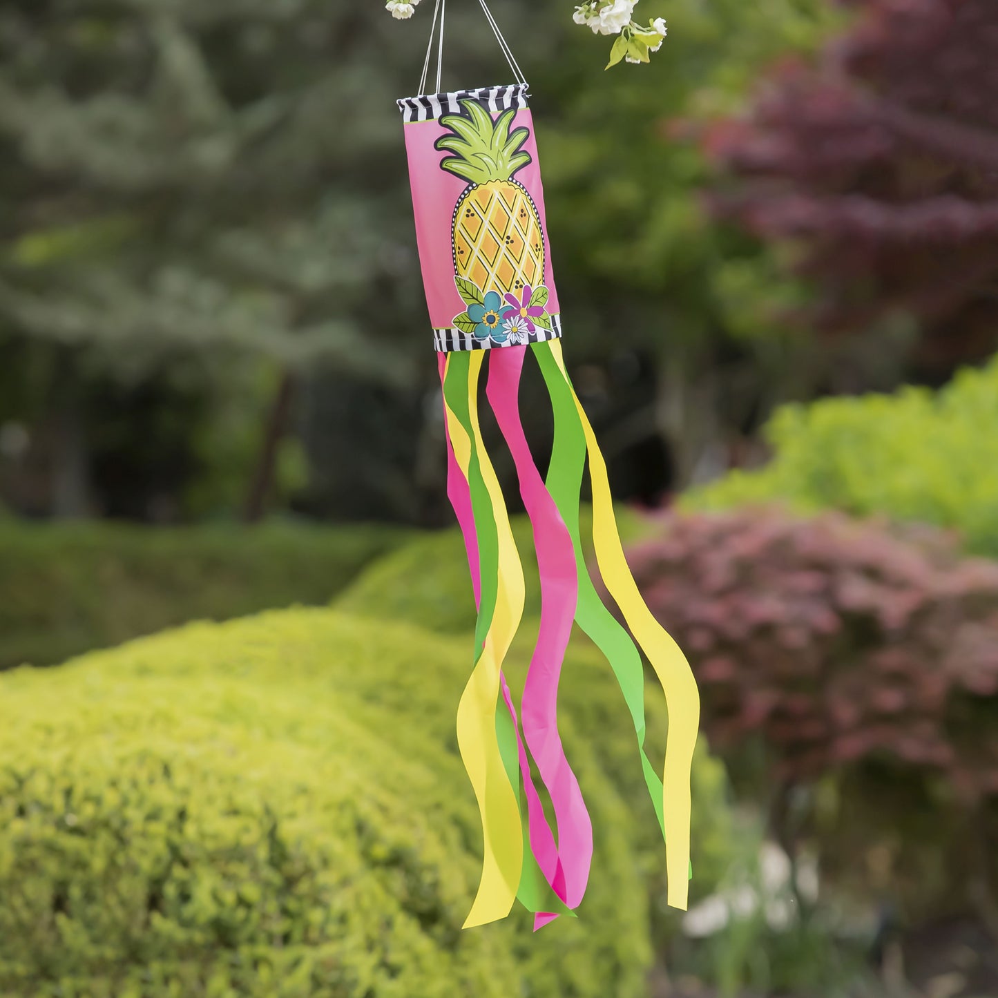Bright Pineapple Windsock; Polyester 7"ODx38"L