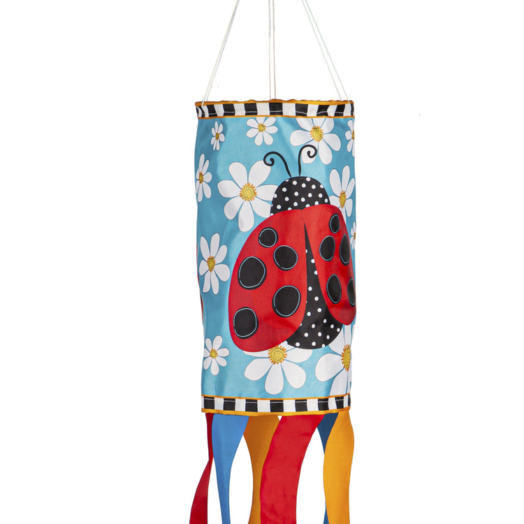 Ladybug with Daisies Windsock; Polyester 7"ODx38"L