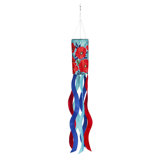 Red Poppies Windsock; Polyester 7"ODx38"L