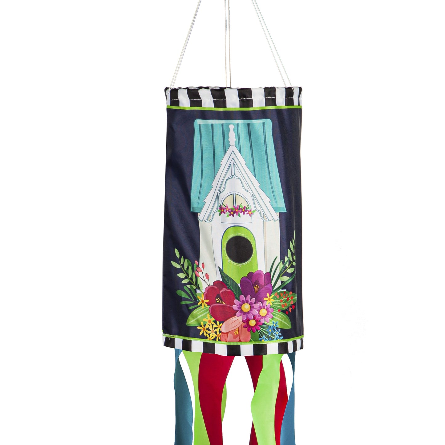 Cottage Birdhouse Windsock; Polyester 7"ODx38"L