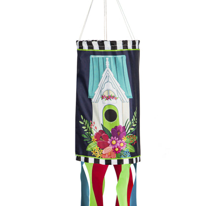Cottage Birdhouse Windsock; Polyester 7"ODx38"L