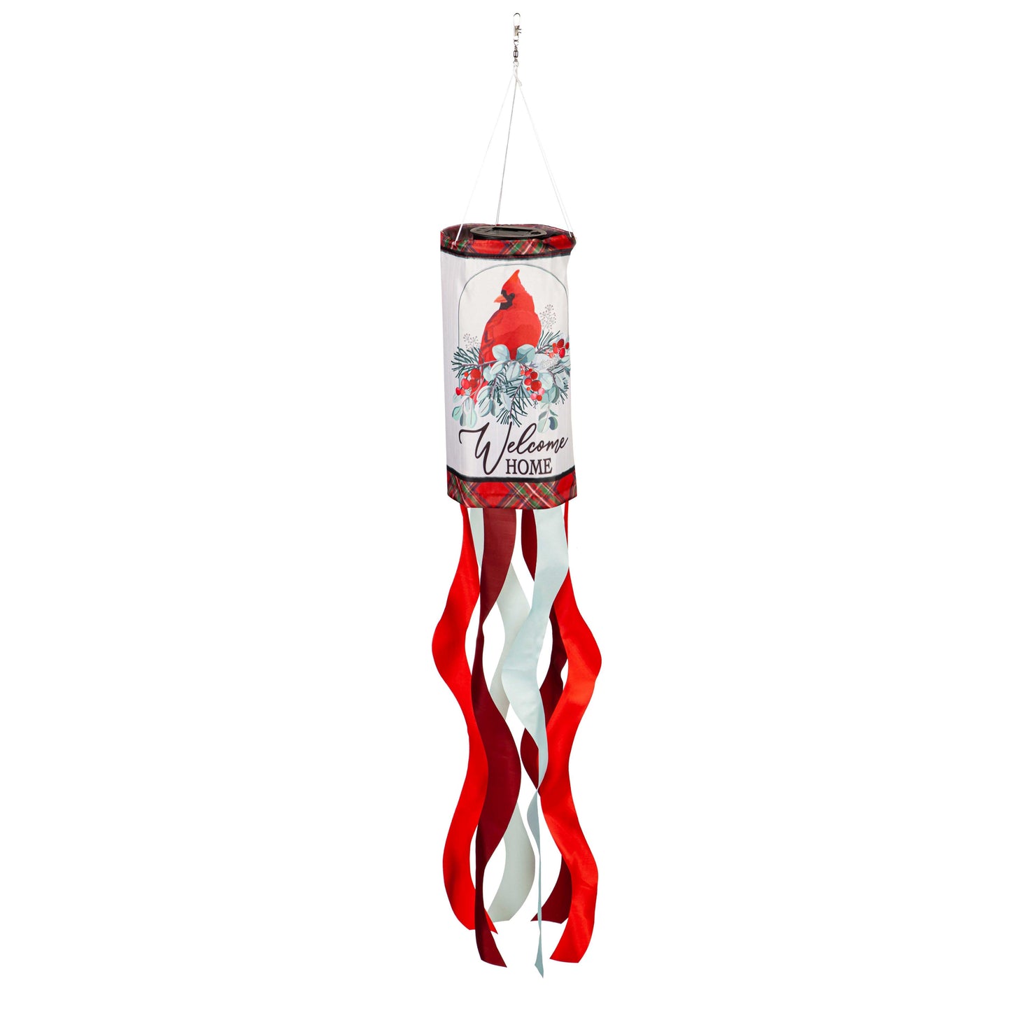 Winter Welcome Solar Powdered Windsock; Polyester 6"ODx40"L