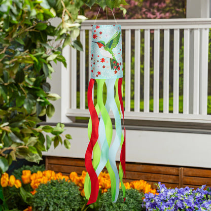 Hummingbird Welcome Windsock; Polyester 6"ODx40"L