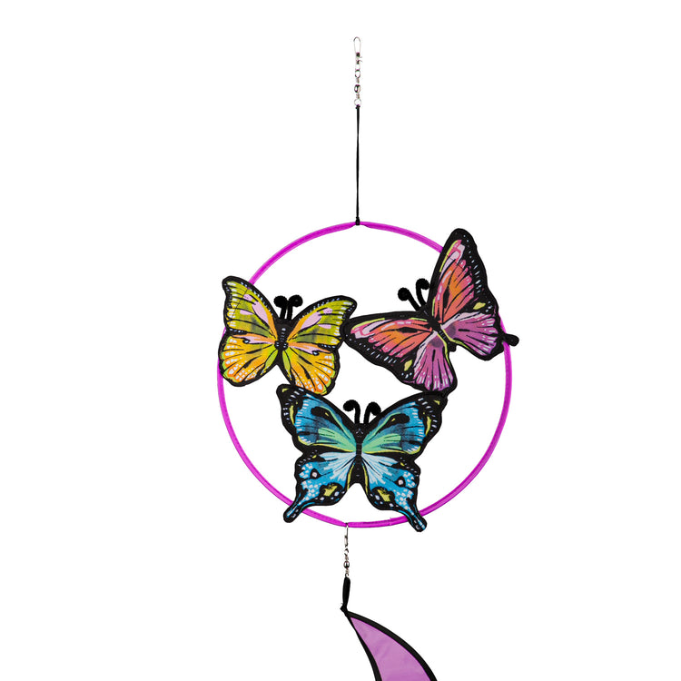 Colorful Butterflies Wind Spinner Windsock; Polyester 12"ODx51"L