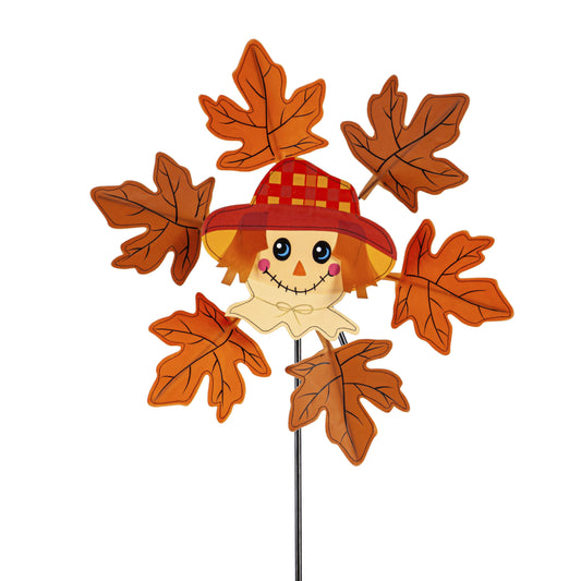 Scarecrow Leaves Pinwheel Spinner; 18"ODx40"T