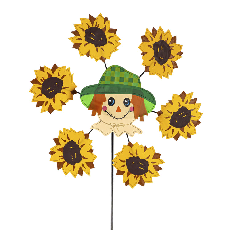 Sunflower Scarecrow Pinwheel Spinner; 18"ODx40"T