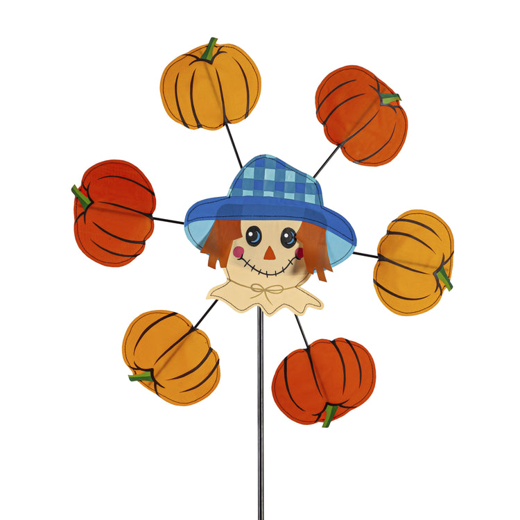 Pumpkin Scarecrow Pinwheel Spinner; 18"ODx40"T