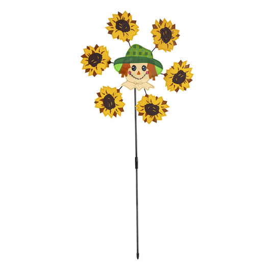 Sunflower Scarecrow Pinwheel Spinner; 18"ODx40"T