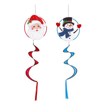 Santa Claus Wind Spinner Windsock; Polyester 12"ODx51"L
