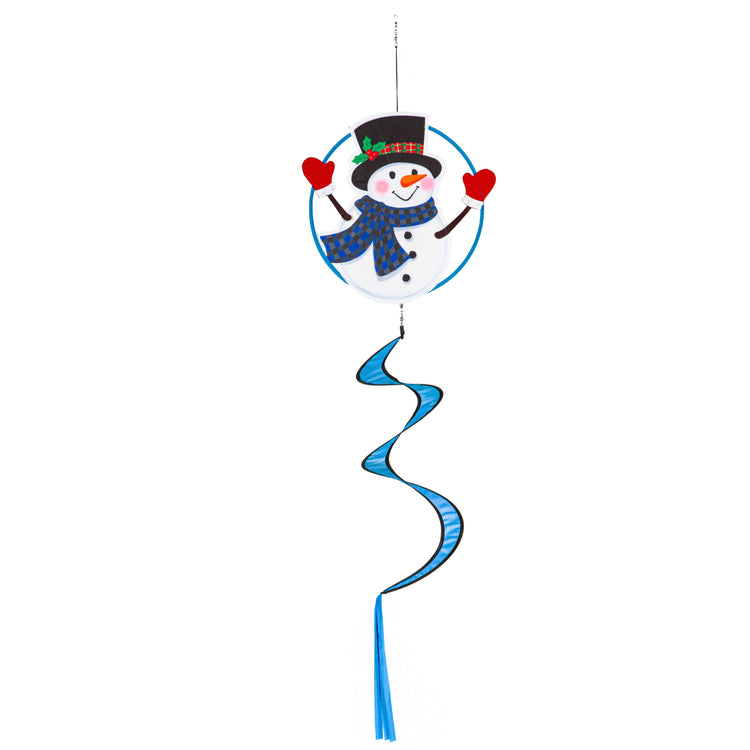Winter Snowman Wind Spinner Windsock; Polyester 12"ODx51"L