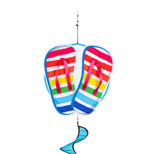 Summer Flip Flops Wind Spinner Windsock; Polyester 12"ODx51"L