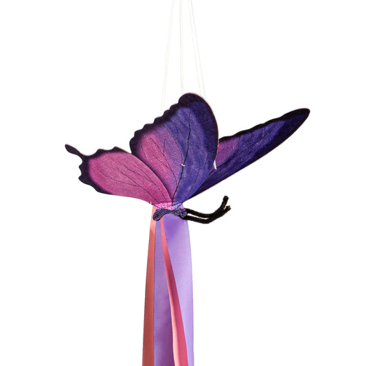 Butterfly Fabric Wind Spinner; Polyester 12"Wx40"L