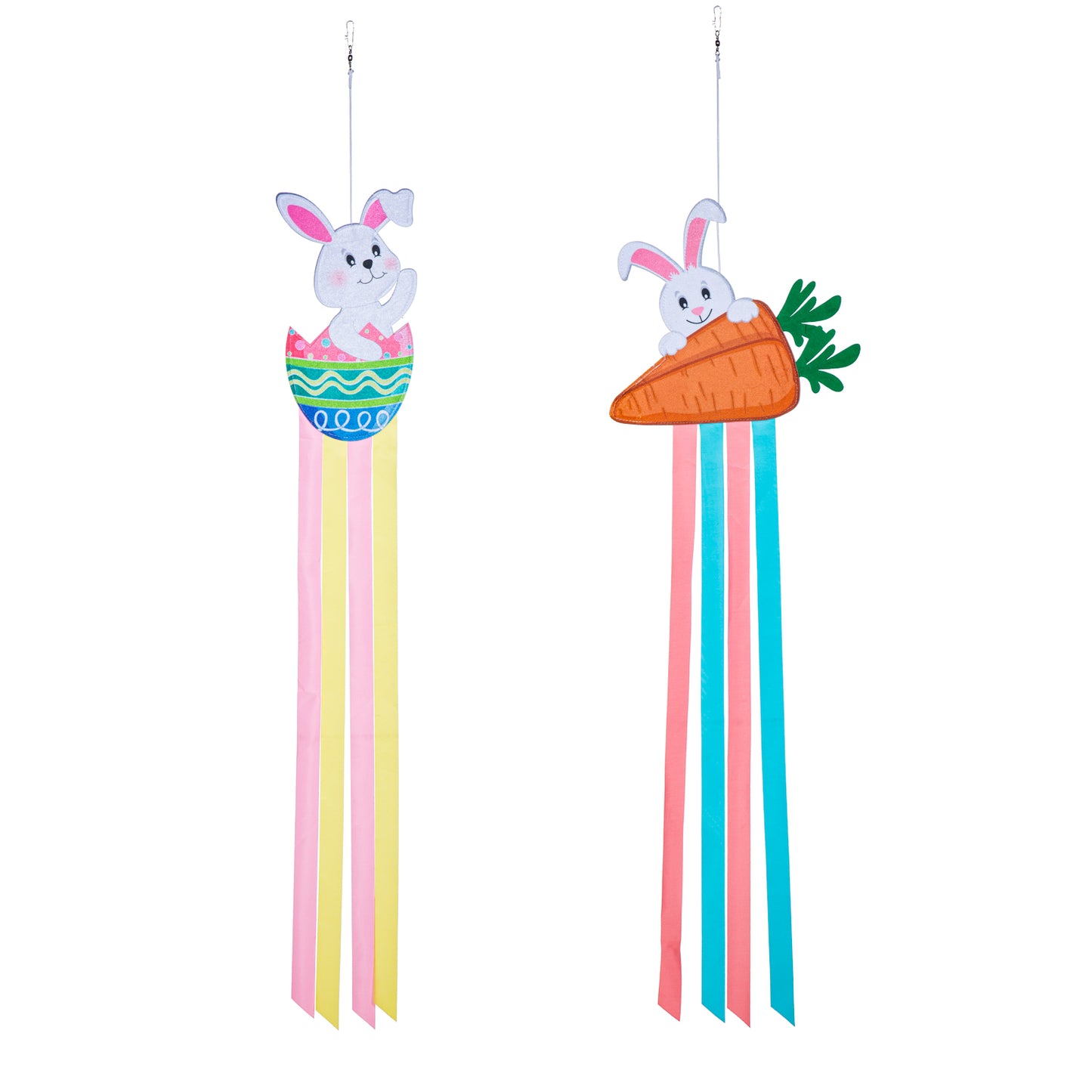 Easter Egg Carrot Fabric Windspinner; Polyester 12.25"Wx40"L
