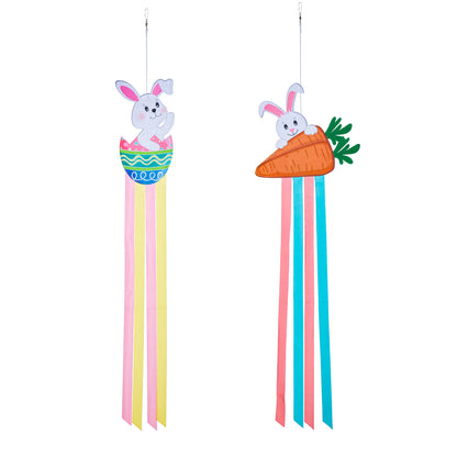 Easter Egg Carrot Fabric Windspinner; Polyester 12.25"Wx40"L