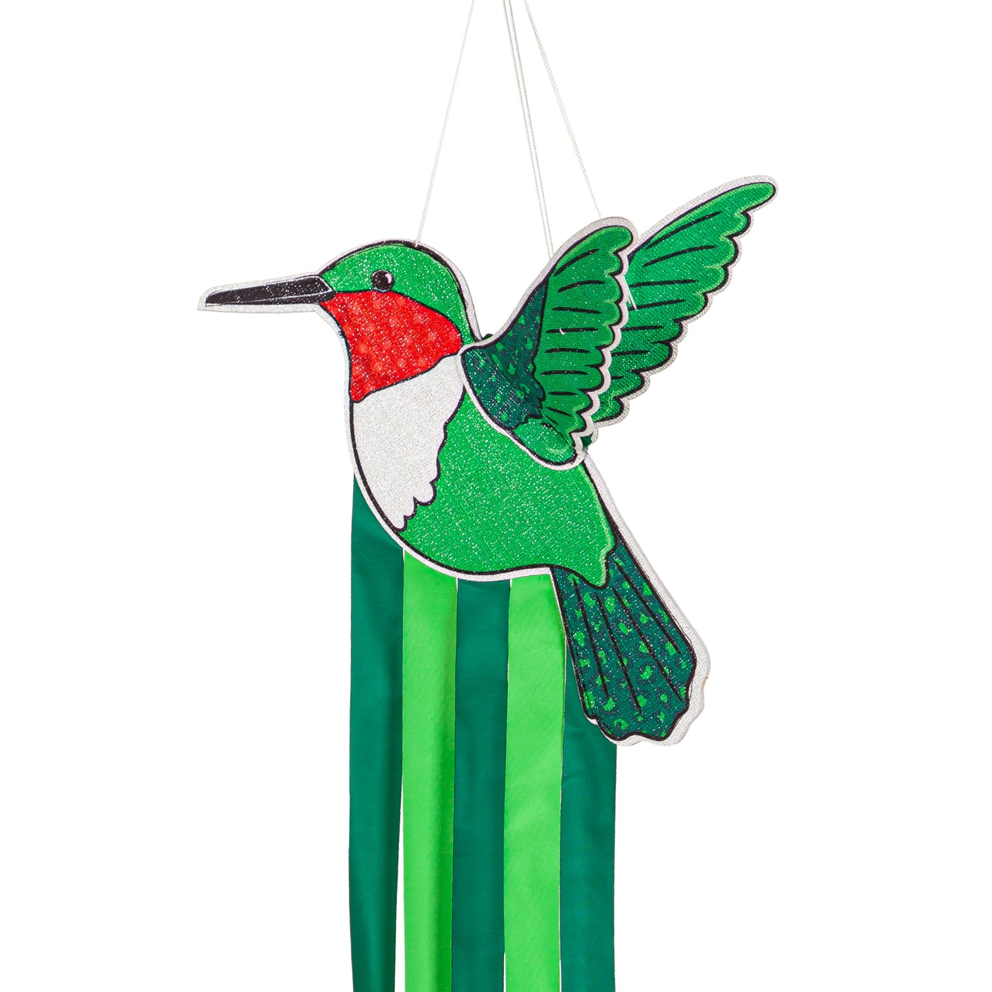 Hummingbird Fabric Wind Spinner; Polyester 12"Wx48"L