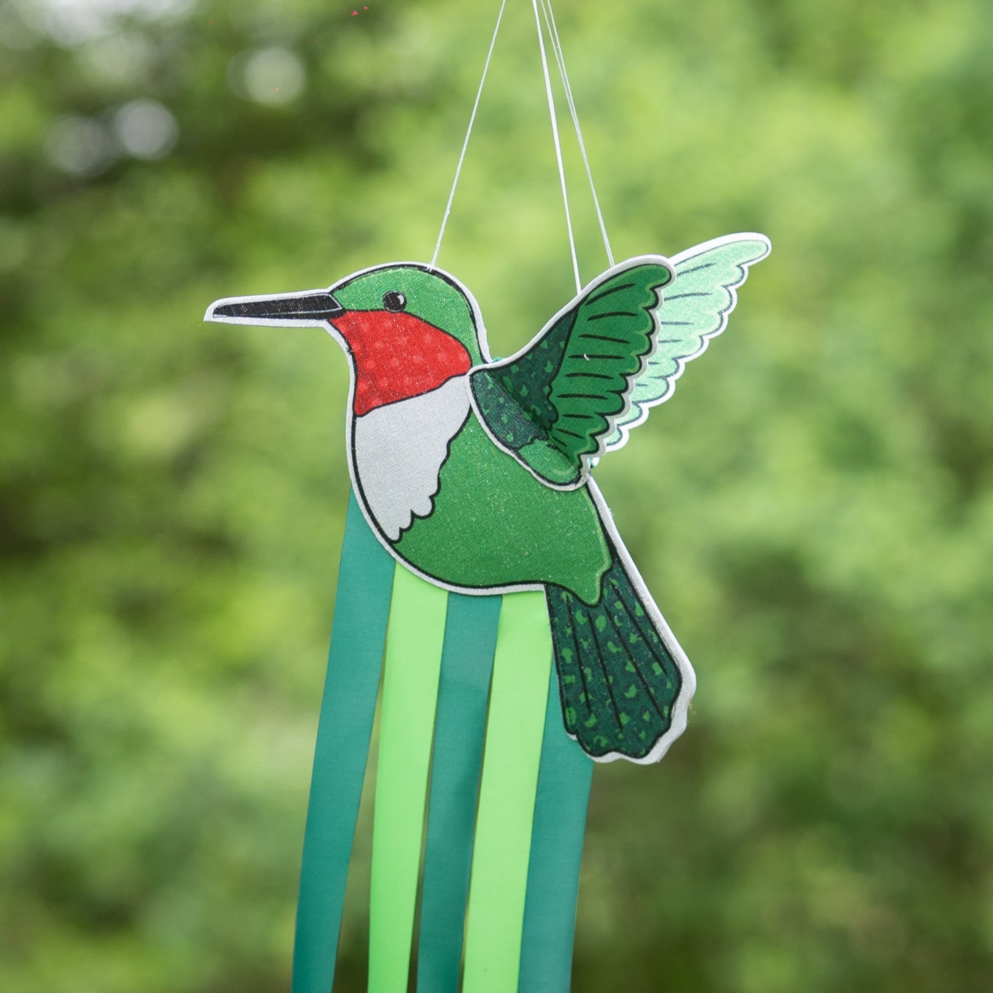 Hummingbird Fabric Wind Spinner; Polyester 12"Wx48"L