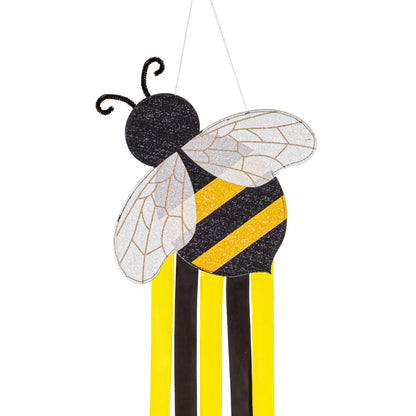 Buzzing Bee Fabric Wind Spinner; Polyester 12"Wx48"L