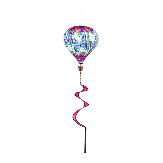 Fluttering Butterfly Hot Air Balloon Spinner; 55"L x 15" Diameter