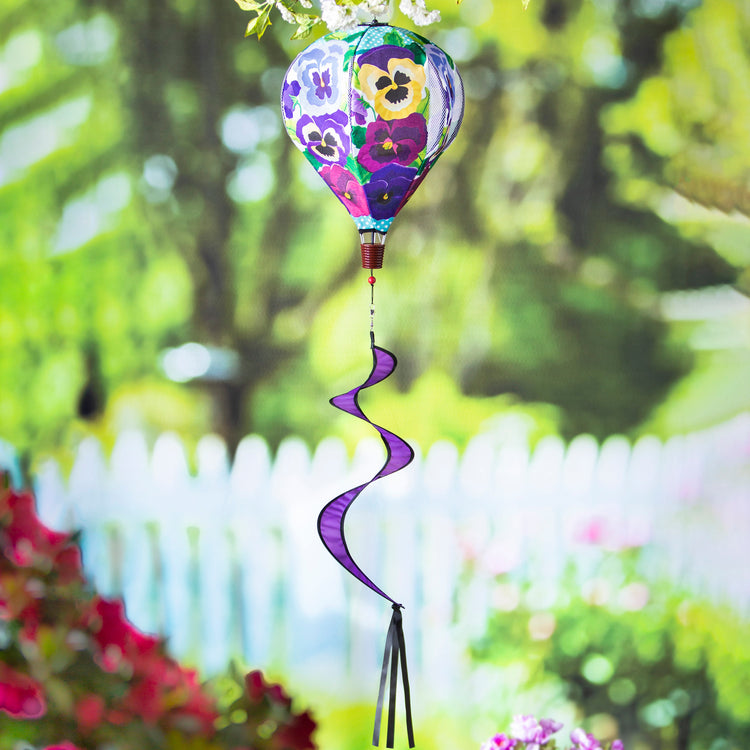 Pansy Garden Hot Air Balloon Spinner Windsock