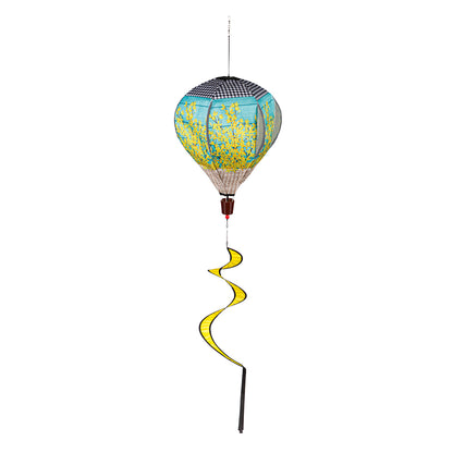 Forsythia Basket Burlap Hot Air Balloon Spinner; 55"Lx15" Wx15"D