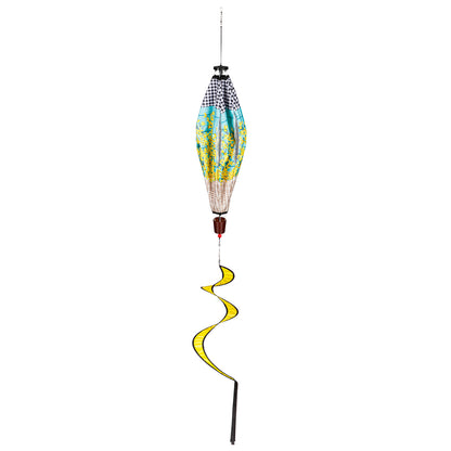 Forsythia Basket Burlap Hot Air Balloon Spinner; 55"Lx15" Wx15"D