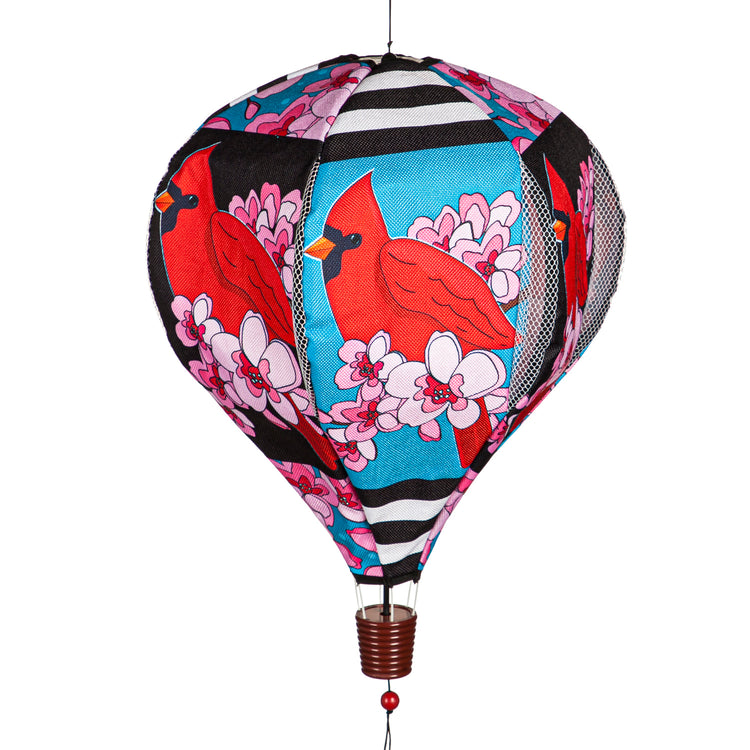 Spring Cardinal Burlap Hot Air Balloon Spinner; 55"Lx15" Wx15"D