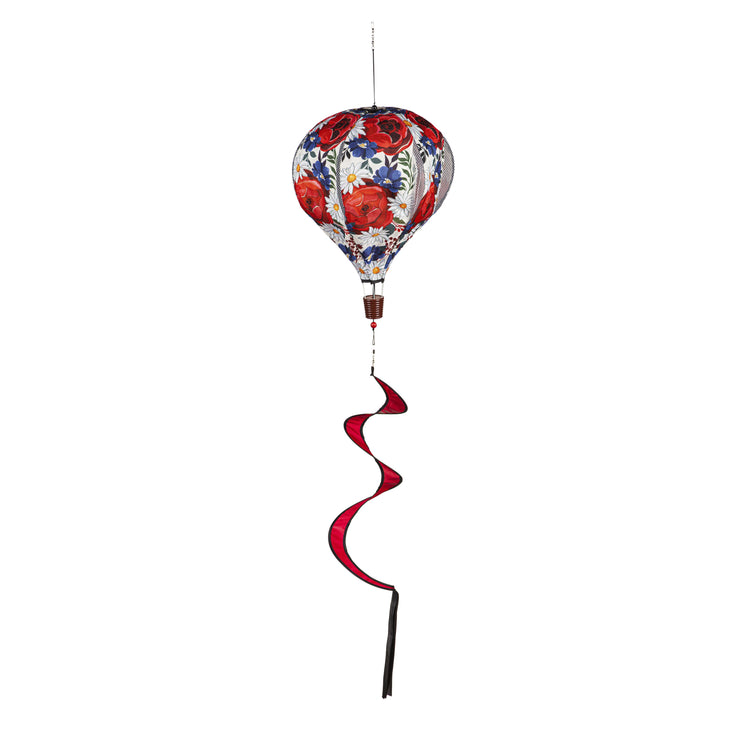 Patriotic Welcome to Our Home Hot Air Balloon Spinner; 55"L x 15" Diameter