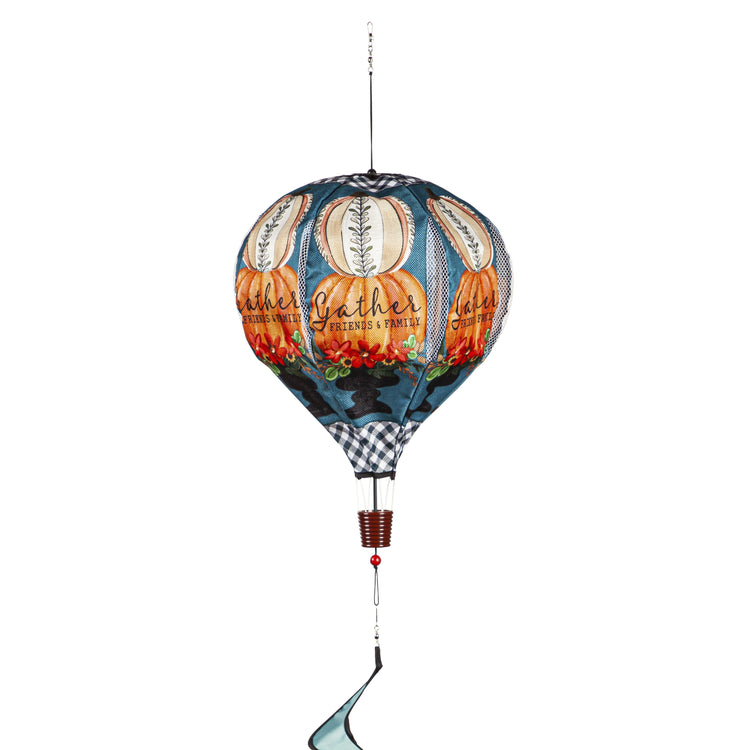 Gather Stacked Pumpkins Hot Air Balloon Spinner; 55"L x 15" Diameter