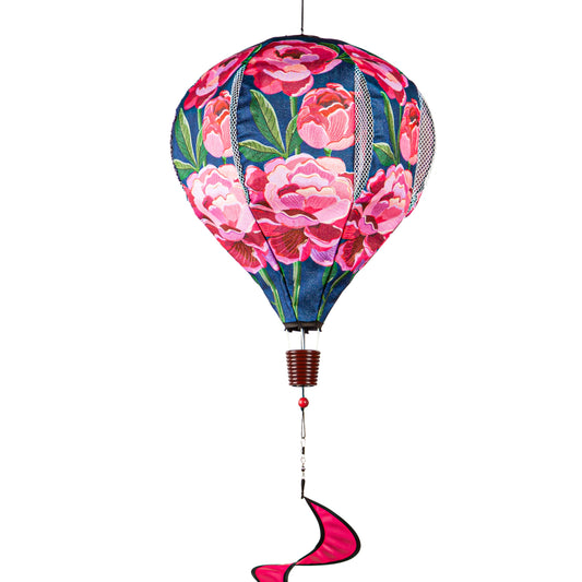 Peony Garden Welcome Hot Air Balloon Spinner; 55"L x 15" Diameter