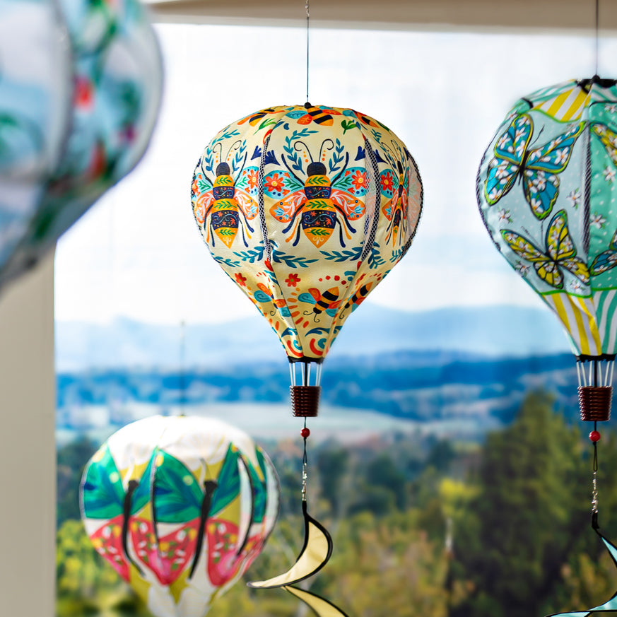 Patterned Bee Hot Air Balloon Spinner; 55"L x 15" Diameter